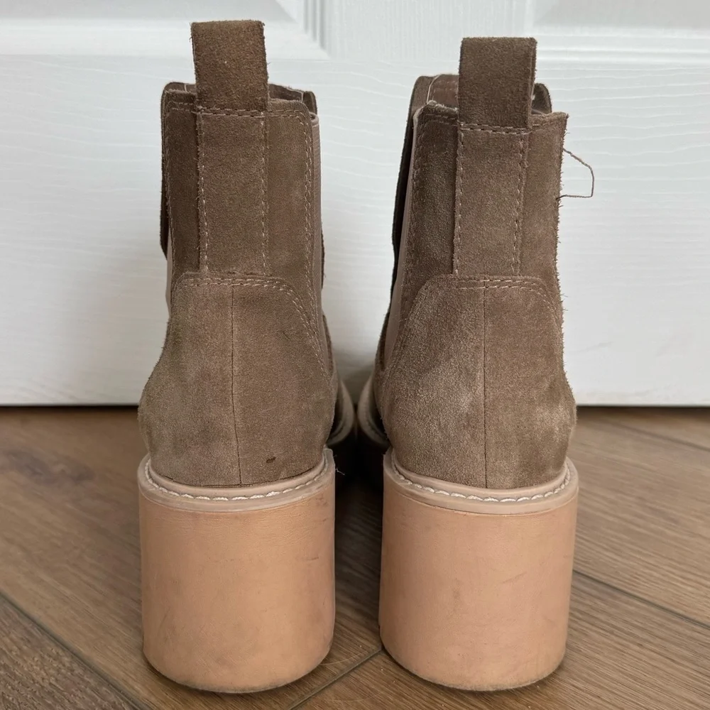 Dolce Vita Taupe Suede Chelsea Lug Booties